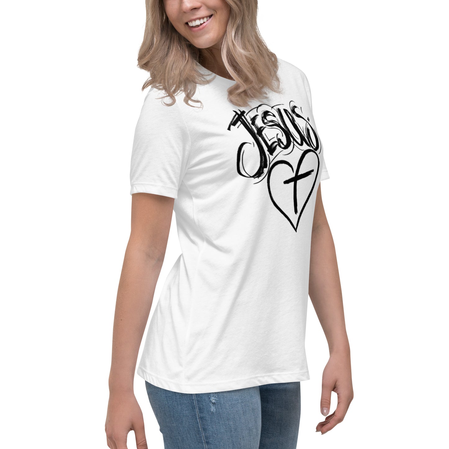 Jesus Heart Cross Women's Relaxed T-Shirt